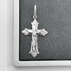 Pingente Cruz Portuguesa Facetada Com Cristo 3,3cm - comprar online
