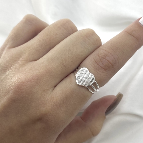 ANEL 3 AROS CORAÇÃO CRAVEJADO