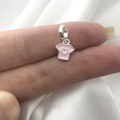 BERLOQUE CAMISETA ROSA CORAÇÃO BRANCO