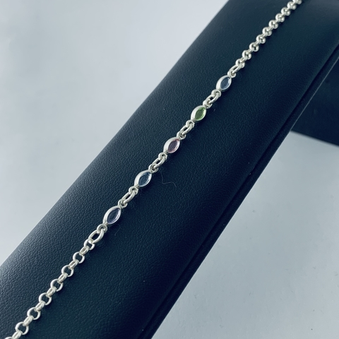 Pulseira 1/2 Elo Oval Pedra Zircônia Clara