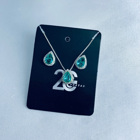 Conjunto com zircônia verde claro