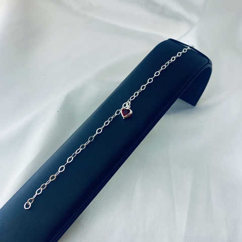 Pulseira pingente zircônia coração vermelho