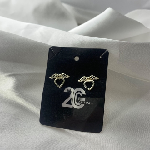 Brinco Coração Com Asa De Anjo