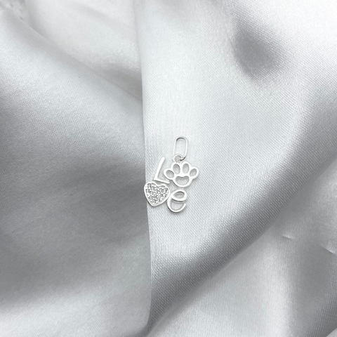 Pingente love patinha cravejada