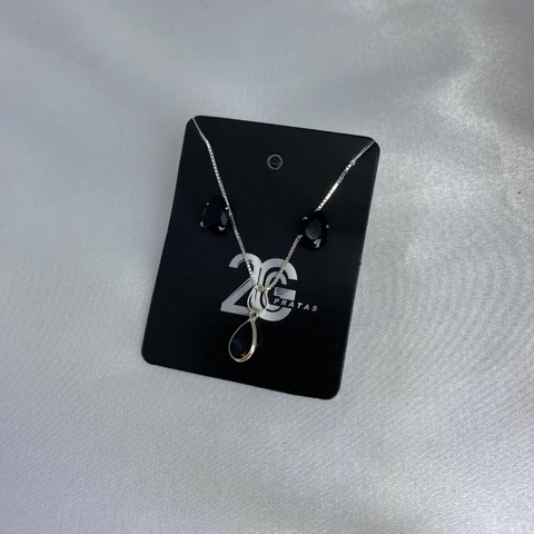 Conjunto zircônia em gota preta