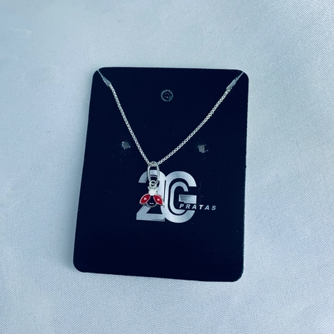 Colar infantil com pingente joaninha