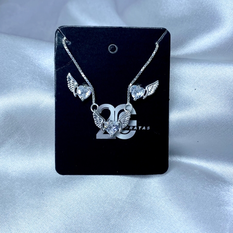 Conjunto asa e zircônia de coração