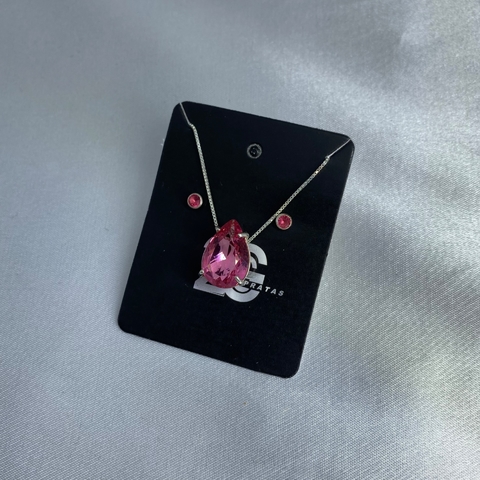 Conjunto zircônia gota rosé