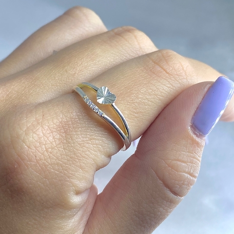 Anel coração trabalhado