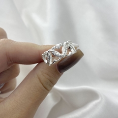 ANEL CORAÇÃO OPOSTOS GRANDES CRAVEJADO E LISO - comprar online