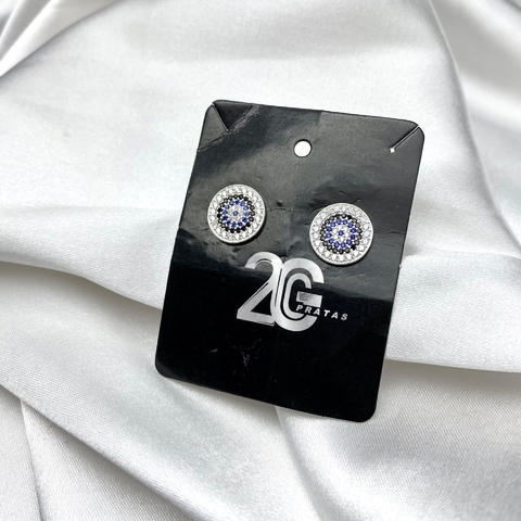 Brinco Cravejado Olho Grego Cristal