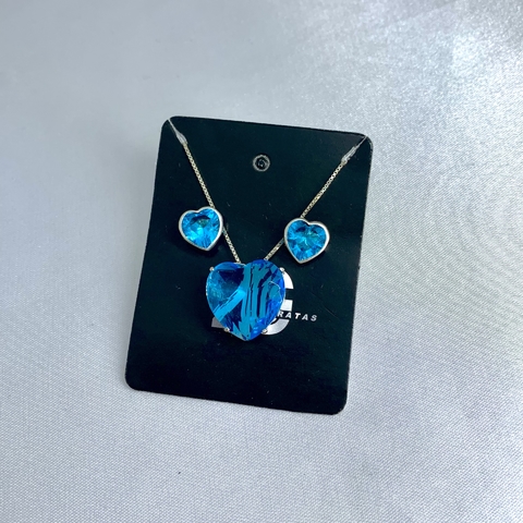 Conjunto coração azul grande