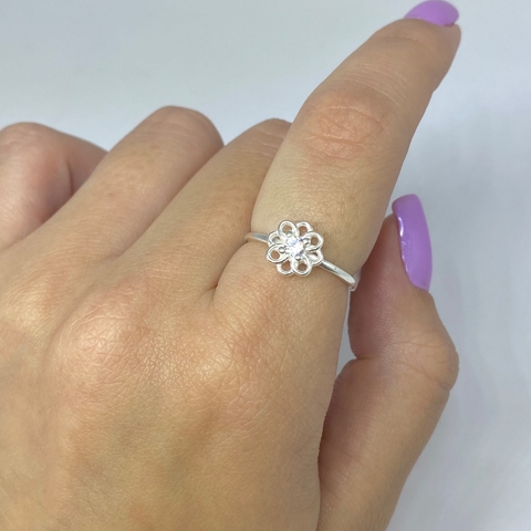 ANEL FLOR COM PEDRA 3MM