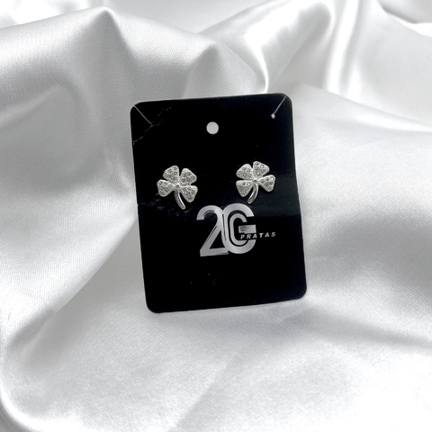 Brinco Trevo 4 Folhas Cravejado