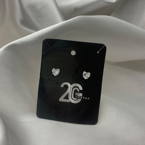 Brinco Feminino Zircônia Formato Coração