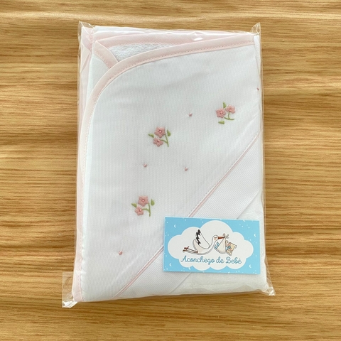 Toalha de Banho Dupla com Capuz - Flor de Pérola