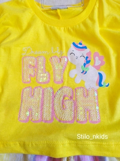 Conjunto Menina Fakini Kids - Coleção Nova - Fly High Amarelo - Stilo N Kids