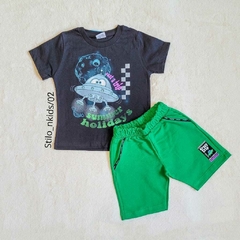 Conjunto Menino Fakini Kids Disco Voador - Preta/Verde - Coleção Nova - comprar online