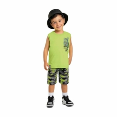 Conjunto Regata Menino Fakini Kids Branca/Camuflado Verde- Coleção Nova - comprar online