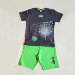 Conjunto Menino Fakini Kids Gamers - Preto|Verde - Coleção Nova - comprar online