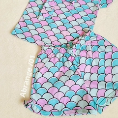 PIJAMA Menina Abrange - Escamas - Laço para o Cabelo - Tamanho 01 - comprar online