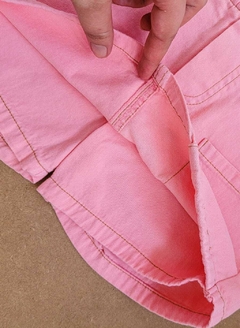 CONJUNTO Menina Regata Canelada e Shorts Saia Jeans Rosa - Playground na internet