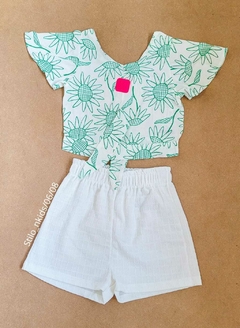 CONJUNTO Playground Menina blusa em popeline e short em tecido rustic poly