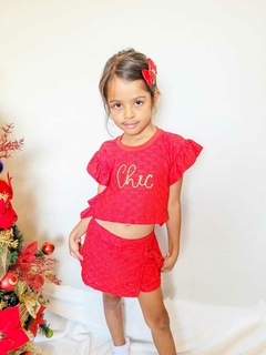 CONJUNTO Tile e Sul Menina Renda Chic Vermelha - comprar online