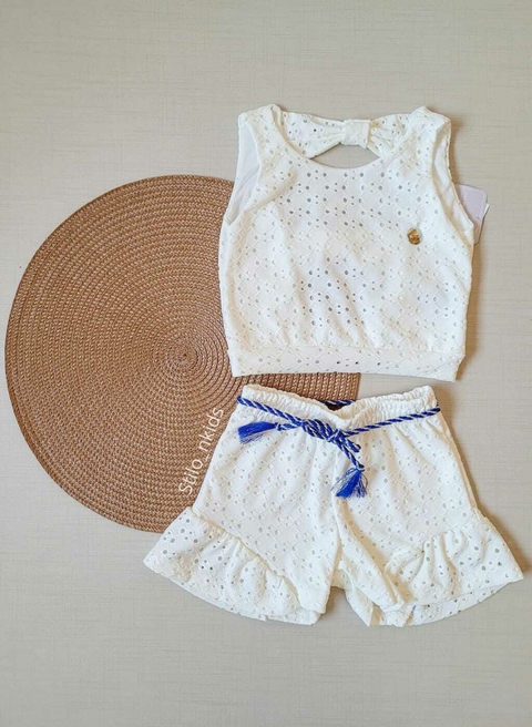 CONJUNTO Tile e Sul Menina Rendado Branca