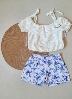 CONJUNTO Tile e Sul Menina Rendado Branco