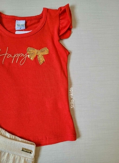 CONJUNTO Tile e Sul Menina Vermelho/Durado - Happy - Stilo N Kids