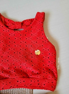 Imagem do CONJUNTO Tile e Sul Menina Renda Vermelha | cordão dourado