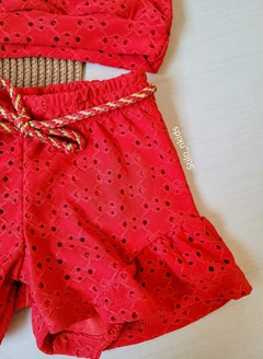 CONJUNTO Tile e Sul Menina Renda Vermelha | cordão dourado - loja online