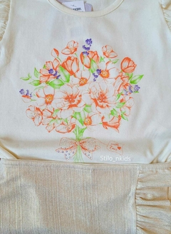 CONJUNTO Tile e Sul Menina Flores|Dourado - loja online