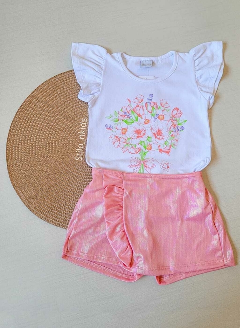 CONJUNTO Tile e Sul Menina Flores|Rosa
