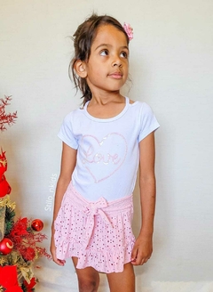 CONJUNTO Tile e Sul Menina Saia em renda Love|Rosa - comprar online