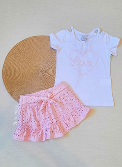 CONJUNTO Tile e Sul Menina Saia em renda Love|Rosa na internet