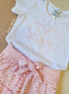 Imagem do CONJUNTO Tile e Sul Menina Saia em renda Love|Rosa
