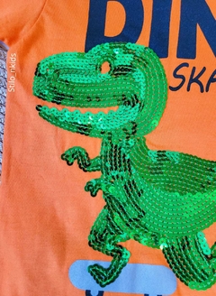 CONJUNTO Menino Tile e Sul Verão - Dino Skater - Laranja - Stilo N Kids