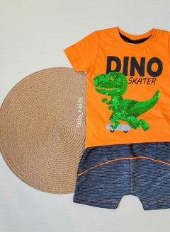 CONJUNTO Menino Tile e Sul Verão - Dino Skater - Laranja - comprar online