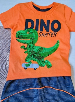 CONJUNTO Menino Tile e Sul Verão - Dino Skater - Laranja na internet