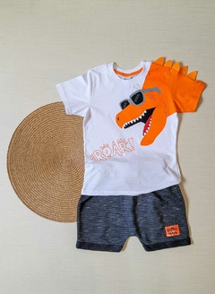 CONJUNTO Menino Tile e Sul verão - T-Rex Óculos - Branco
