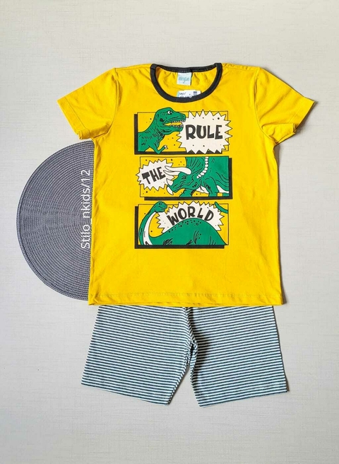 PIJAMA Menino Verão Minifan - Rule the world -Amarela
