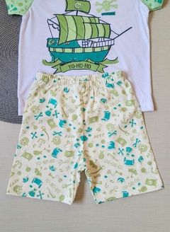 PIJAMA Menino verão Minifan - Pirata - Branco|Verde - comprar online