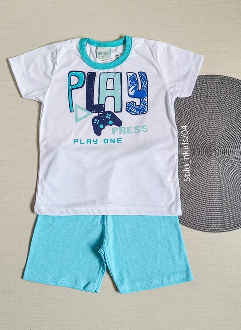 PIJAMA Menino verão Minifan - Play Press - Branca
