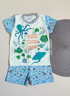 PIJAMA Menino Verão Minifan - Under Water world - Verde