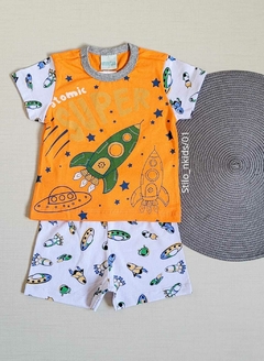 PIJAMA Menino verão Minifan - Atomic Super - Laranja