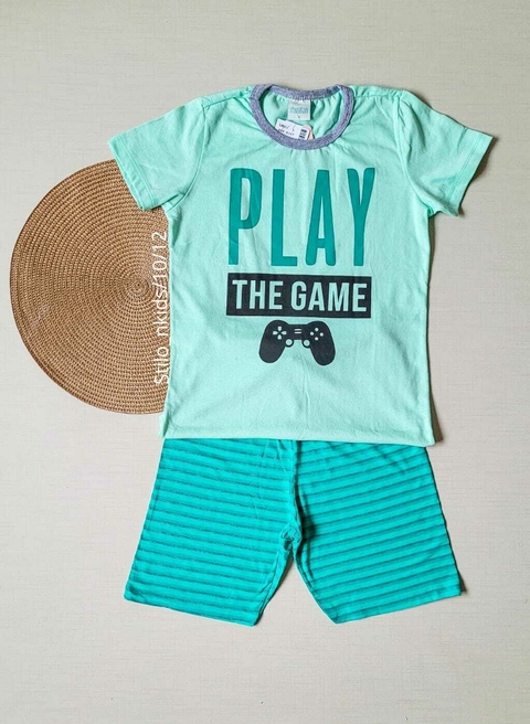 PIJAMA Menino Verão Minifan - Play the Game - Verde escuro