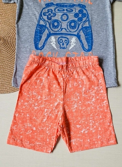 PIJAMA Menino Verão Minifan - Video Game Rock Star - Cinza|Laranja - comprar online