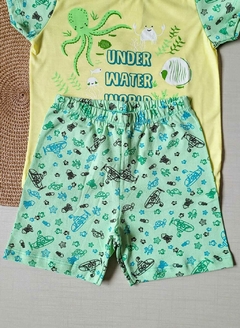 PIJAMA Menino verão Minifan - Under Water World - Amarela|Verde - comprar online